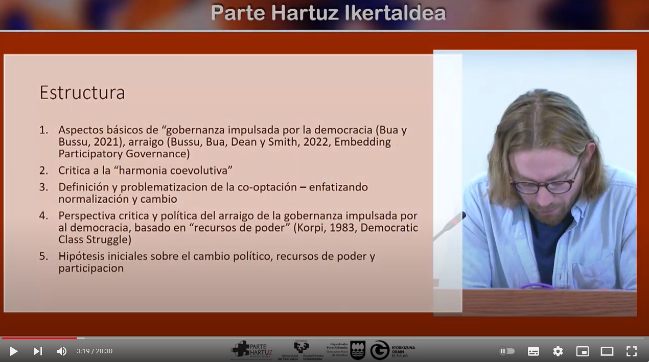 Parte hartzea instituzionalizatu eta parte hartzea errotu: Adrian Bua (Montfort University)